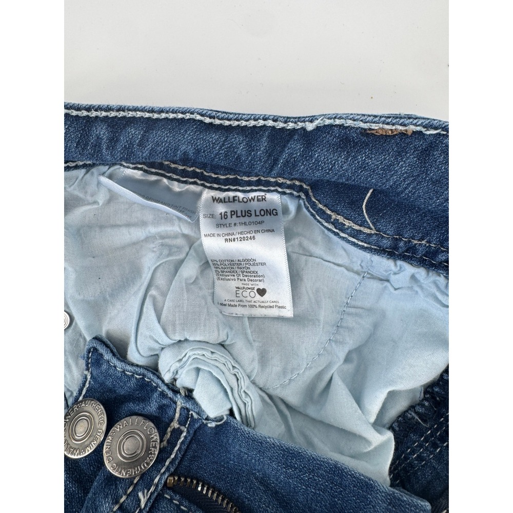 WallFlower Luscious‎ Curvy Bootcut Jeans Medium Wash Blue Denim 16 Plus Long - Picture 6 of 6